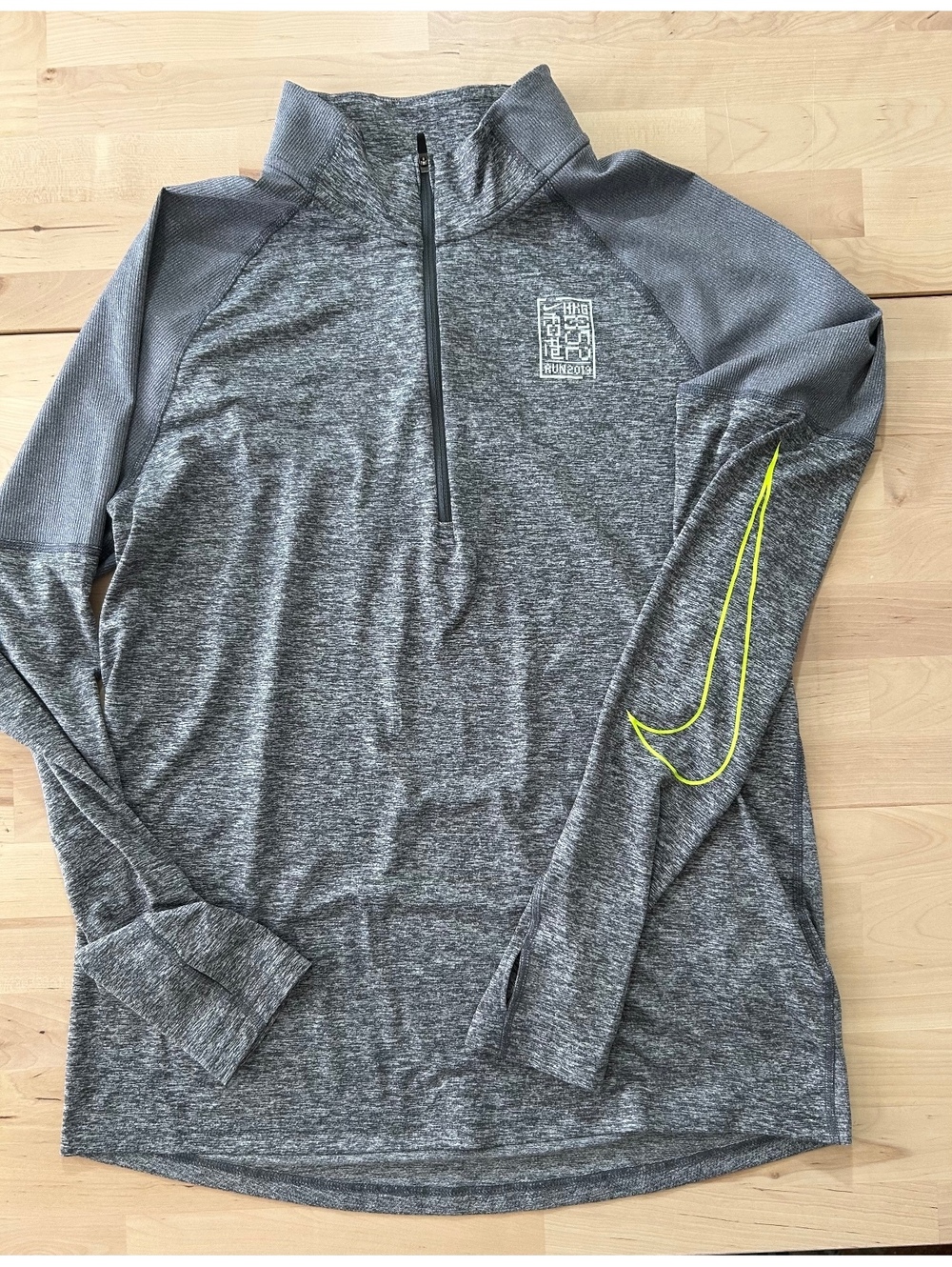 Nike Running Dri-FIT Grey Heather Half-Zip Pullover Top - Size L